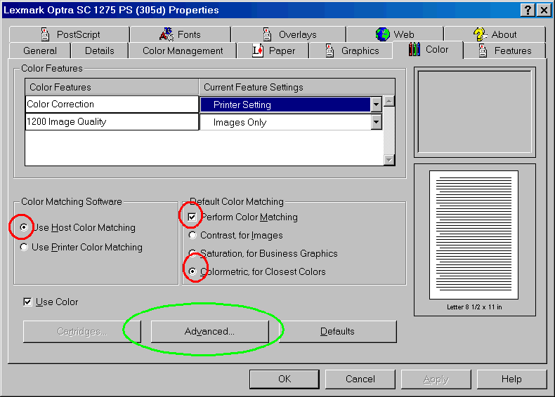 lexmark printer color